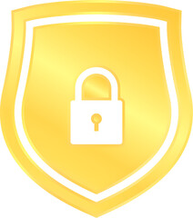 Gold metal lock shield symbol of security protection privacy concept illustration vector