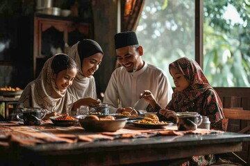 Tradition and Cuisine: Muslim Family Dinners, Togetherness, and Joyful Hijabs, Joyful Muslim Family...