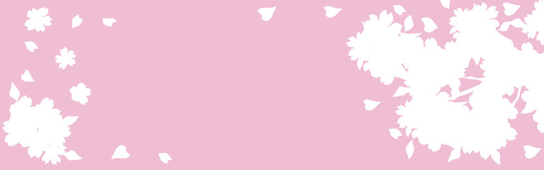 バナー　桜　さくら　フレーム　背景　春　花　シルエット　コピースペース　イラスト素材