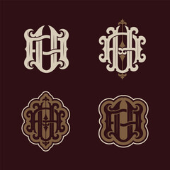 Victorian style monogram with initial AU or UA. can be applied on stationery, invitations, signage, packaging, or even as a branding element and etc