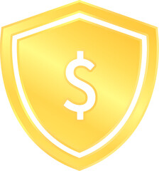 Gold shield with dollar sign for safe payment of money financial savings exchange concept clipart