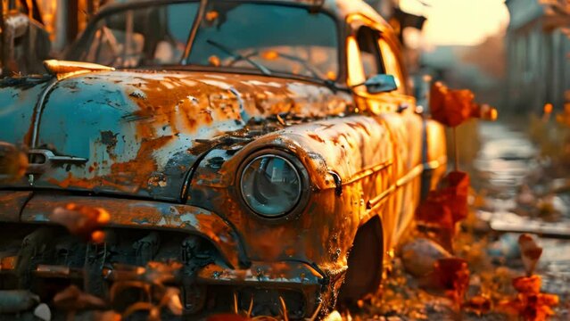 abandoned car video 4k