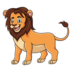 Cartoon happy lion on white background