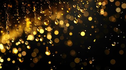Fototapeta na wymiar Luxurious golden confetti cascades elegantly against a sleek black background. Ai Generated.