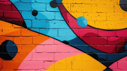 Vibrant graffiti adorns a wall, creating an abstract and dynamic background. Urban, Ai Generated.