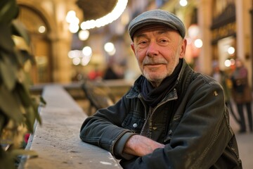 Portrait of an elderly man in the old town of Budapest, Hungary