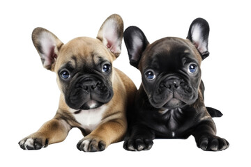 Obraz premium Couple of Cute fluffy portrait smile Puppy dog that looking at camera isolated on clear png background, funny moment, lovely dog, pet concept.