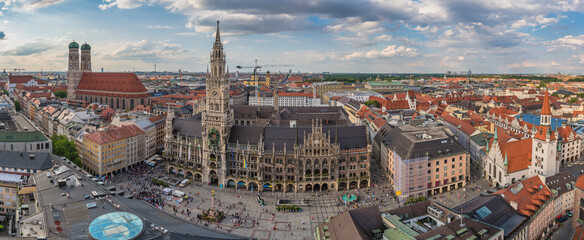Fototapeta premium Munich (Munchen) Germany, night panorama city skyline at Odeonsplatz and Theatine Church