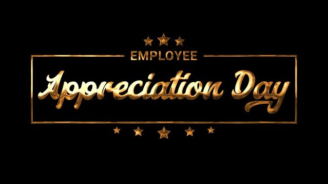Happy employee appreciation day text animation in gold color