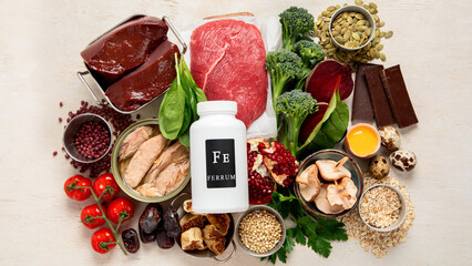 Food containing natural iron. Healthy eating