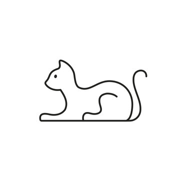 Cat line icon, Vector isolated flat illustration. Side view silhouette