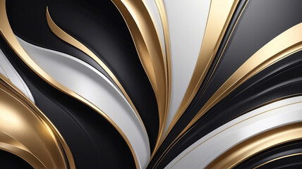 Abstract luxury background with black  white and gold metal colors