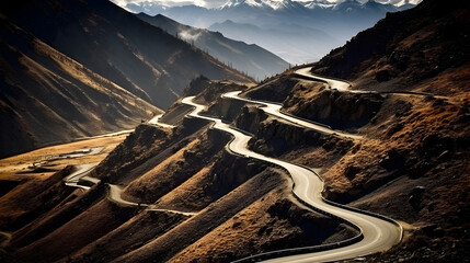 Aerial view from the mountain big rig rollover mountain road,,
Aerial view of Himalayas mountains, Himachal Pradesh, India, Mountain Pass, Mountains windy roads, aerial view
