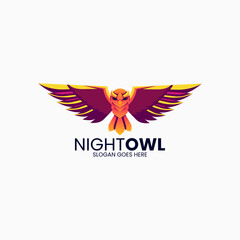 Vector Logo Illustration Owl Gradient Colorful Style