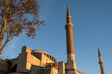 Detail of Hagia Sophia, the iconic historical site in Istanbul, Turkey. Originally a 6th-century...