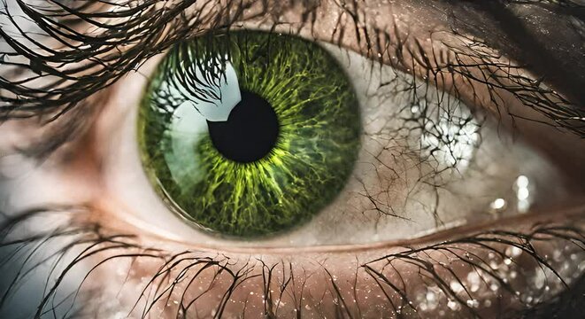 close-up of a human eye lens, generative Ai
