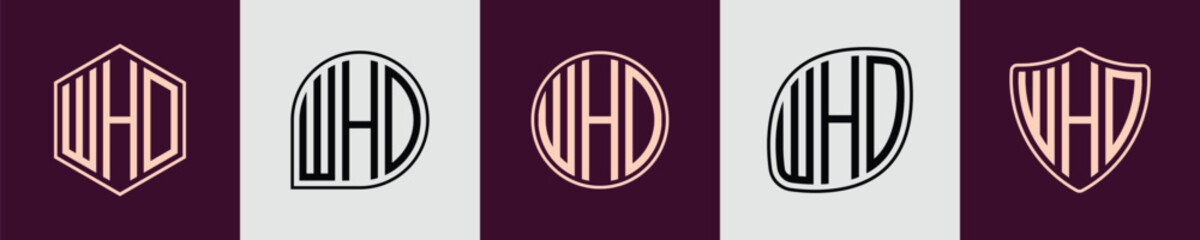 Creative simple Initial Monogram WHD Logo Designs.