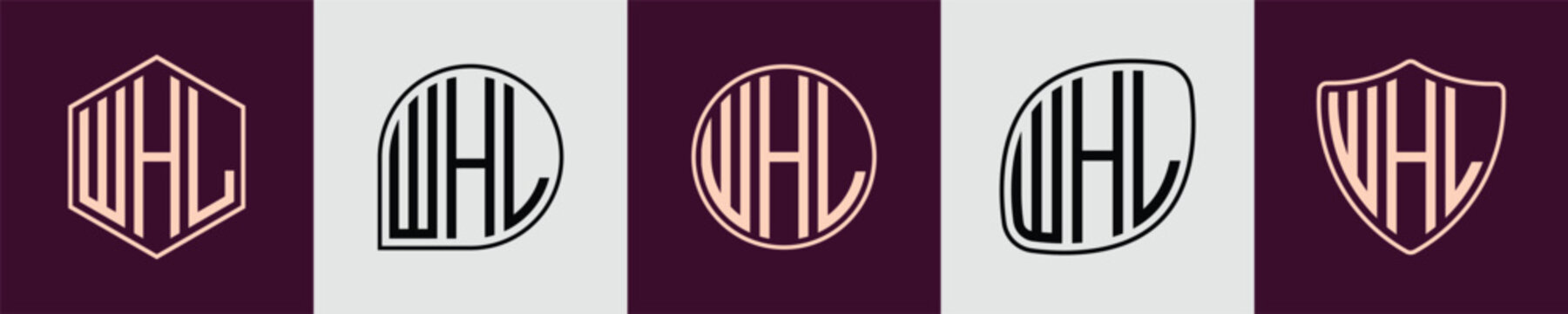 Creative simple Initial Monogram WHL Logo Designs.