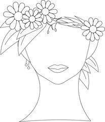 Flower Face Woman Line