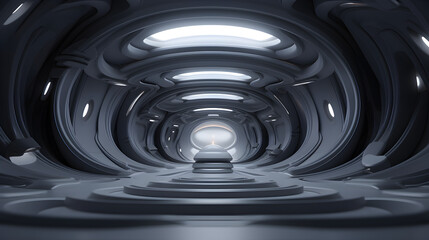 Stylized fantasy portal to unreal fictional worlds,,
3D rendering of a dark abstract scifi tunnel futurist