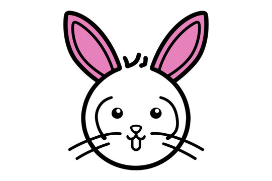 Cute Easter Bunny face template Vector, Easter Bunny Face Kit, cartoon bunny face png, outline bunny face clipart, printable bunny face