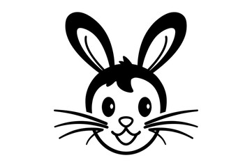 Obraz na płótnie Canvas Cute Easter Bunny face template Vector, Easter Bunny Face Kit, cartoon bunny face png, outline bunny face clipart, printable bunny face