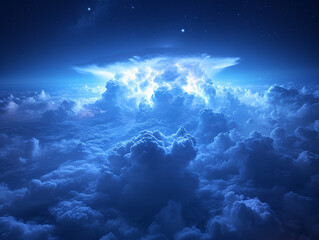 Fototapeta na wymiar blue sky into a thunderstorm.colorful night sky with cloudAi