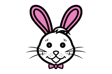 Cute Easter Bunny face template Vector, Easter Bunny Face Kit, cartoon bunny face png, outline bunny face clipart, printable bunny face