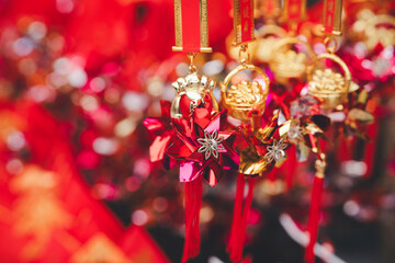 Paper turbine at Che Kung miu temple in Hong Kong, selected focus.