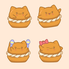 Cute Eclairs Cartoon Character Illustration