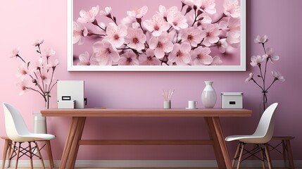 A soft pink solid color background reminiscent of delicate cherry blossoms in full bloom