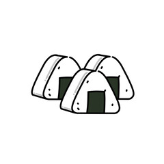 onigiri icon in colors and filled outline style	

