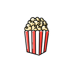 popcorn icon in colors and filled outline style	
