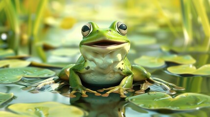 Leap day, 29 February 2024 greeting card with cute Green Frog and Happy Leap Day text. Leap year, one extra day