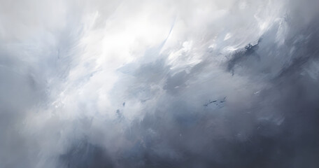 Obraz premium An abstract watercolor paint background featuring dark blue, gray, and white color tones, creating a grunge texture suitable for backgrounds and banners.