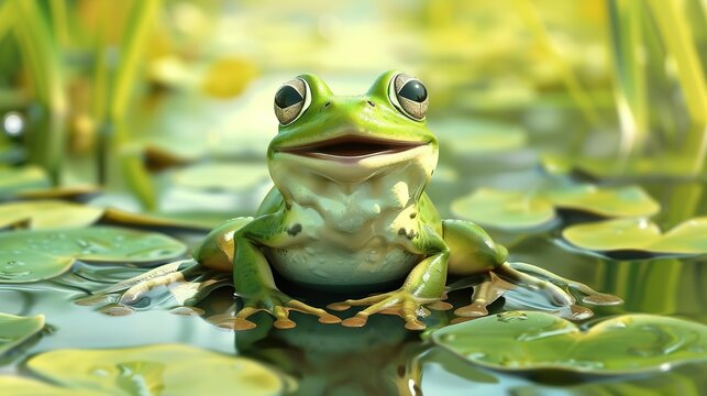 Leap day, 29 February 2024 greeting card with cute Green Frog and Happy Leap Day text. Leap year, one extra day