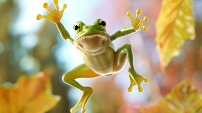 Leap day, 29 February 2024 greeting card with cute Green Frog and Happy Leap Day text. Leap year, one extra day