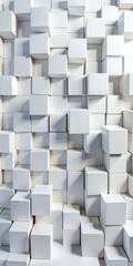  Random shifted white cube boxes block background wallpaper banner with copy space
