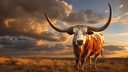 ranch longhorn cow - obrazy, fototapety, plakaty