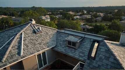 House with gray tile roof from Generative AI
