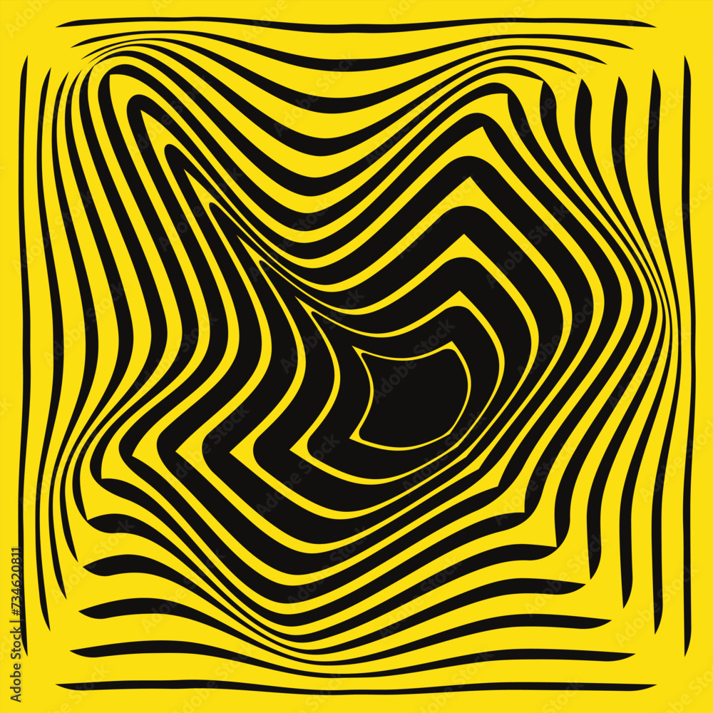 Poster abstract seamless repeatable yellow rounded rectangle wave line on dark.