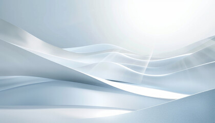 Abstract White Waves with Sunlight and Soft Blue Shades