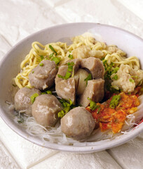 Delicious beef meatball soup tasty and healthy soup cooking with fresh chili paste