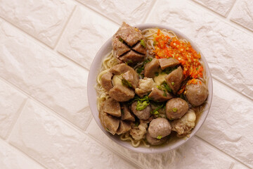 Delicious beef meatball soup tasty and healthy soup cooking with fresh chili paste
