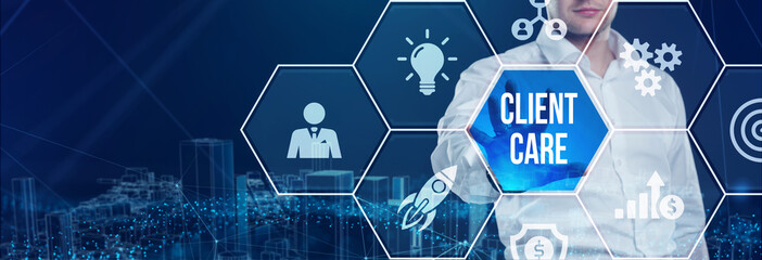 Customer Care Center. Client. Business, Technology, Internet and network concept.