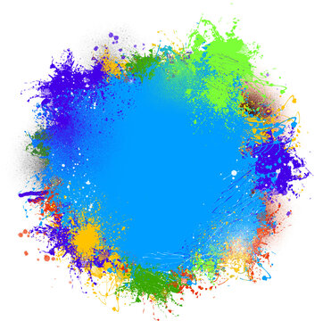 splashes of paint and colorful powder with empty space