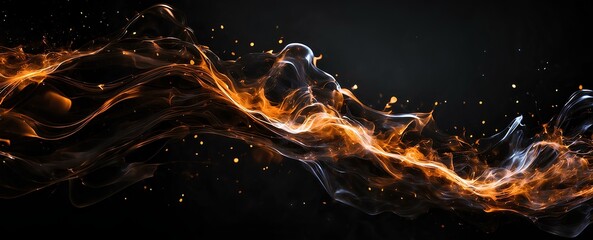 fire on black, A wide, luminous background full of activity and vitality - obrazy, fototapety, plakaty