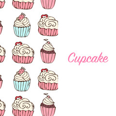 Hand drawn cupcake background for banner