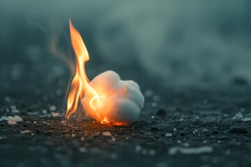 Closeup shot of flaming cotton ball - Powered by Adobe
