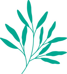 Flat Style Leafy Branch Illustration
